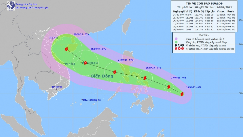 Tropical storm Bualoi forms, heading toward central Vietnam